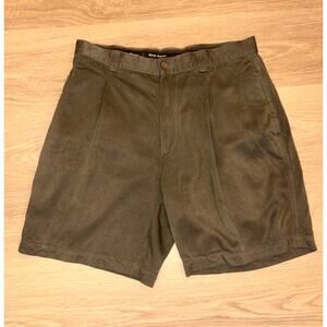 Tommy Bahama olive green 100% silk shorts mens size 32
